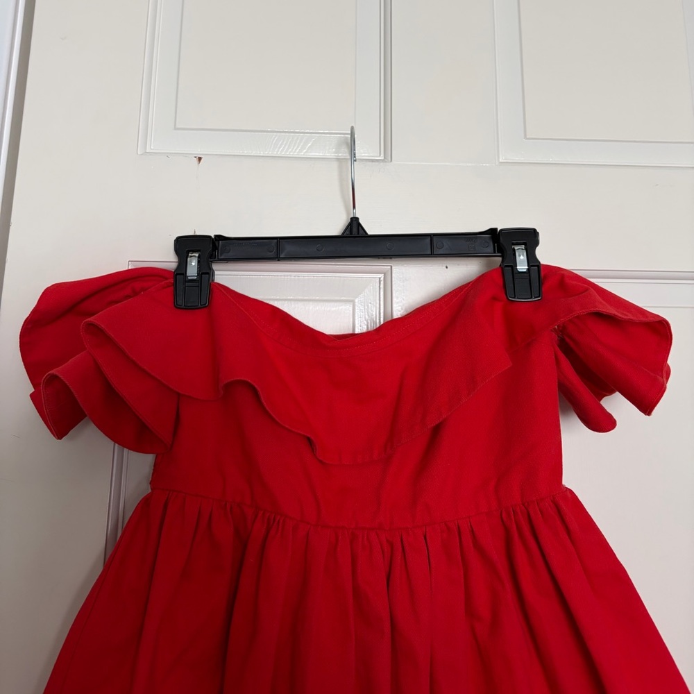 Apiece Apart Red Off-Shoulder Ruffle Dress - Picture 4 of 7